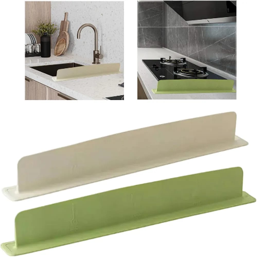Kitchen Sink Splash Guard Water Barrier – Self-Adhesive Silicone Water Splash Guard for Kitchen Sink, Countertop & Stove (Random Color)
