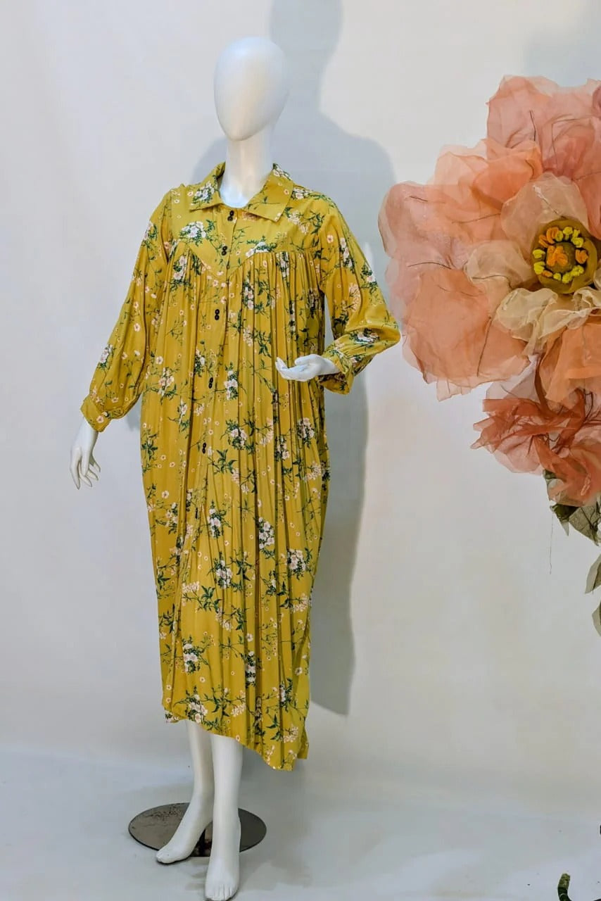 Floral Pleated Shirt Dress